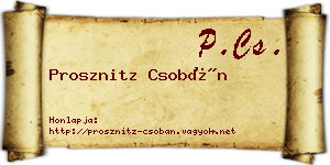 Prosznitz Csobán névjegykártya